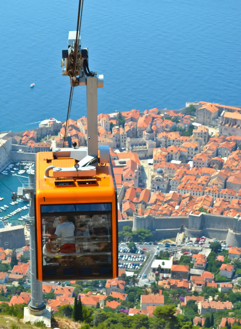 The Dubrovnik cable car above the Old Town rooftops