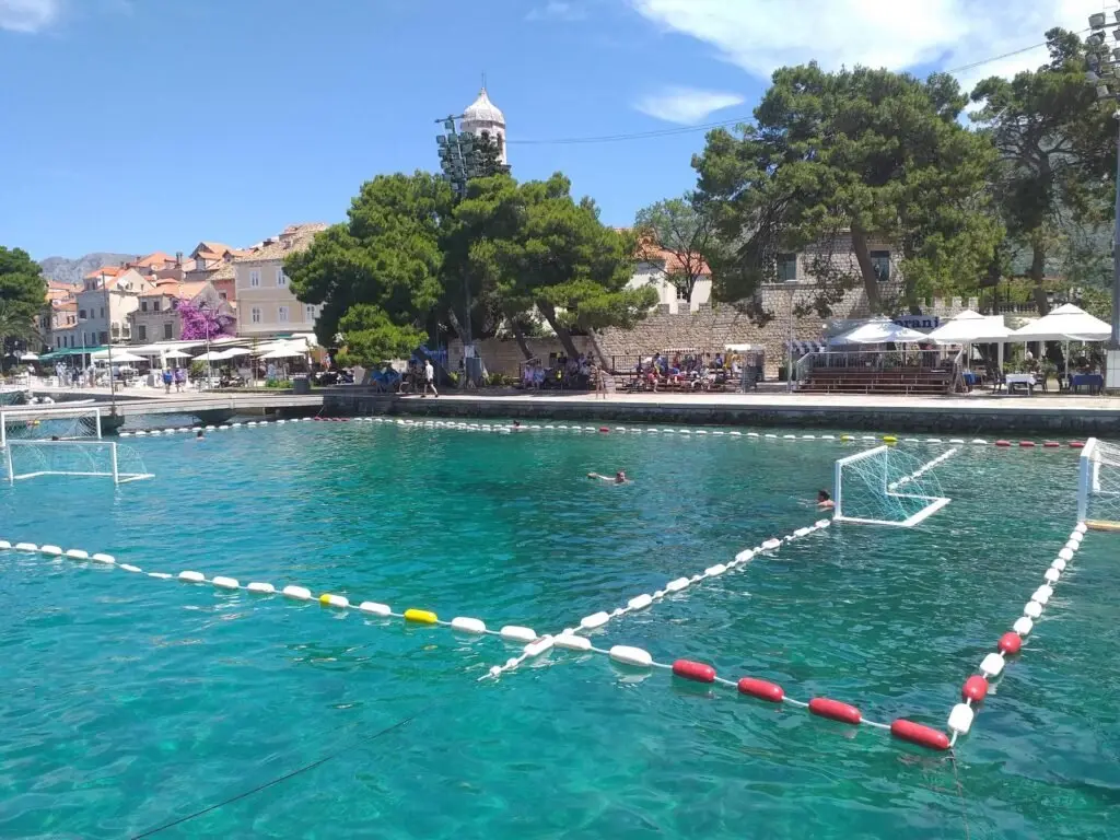 The water polo court in the sea at Cavtat